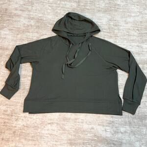Terez Women’s XS Green Waffle Knit Hooded Long Sleeve Shirt Basic Casual Cozy